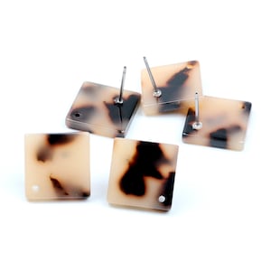 Tortoise Shell Stud Earrings,Acetate Acrylic Earring,Charm Earring Blanks,Square Shaped Earring,Post Charms,Earrings Connector,A11-ACE5192EA