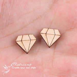 50% SALE DIY Laser Cut Wood Cute Diamond Charms / Pendants  (WP-C-33)