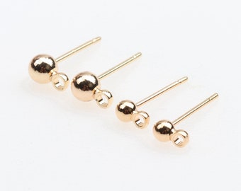 18k Real Gold Plated ball Earring Connector Earrings,Post Stud Earring With hole Minimalist Earrings,Earring Findings Supplies  (GBF-8)