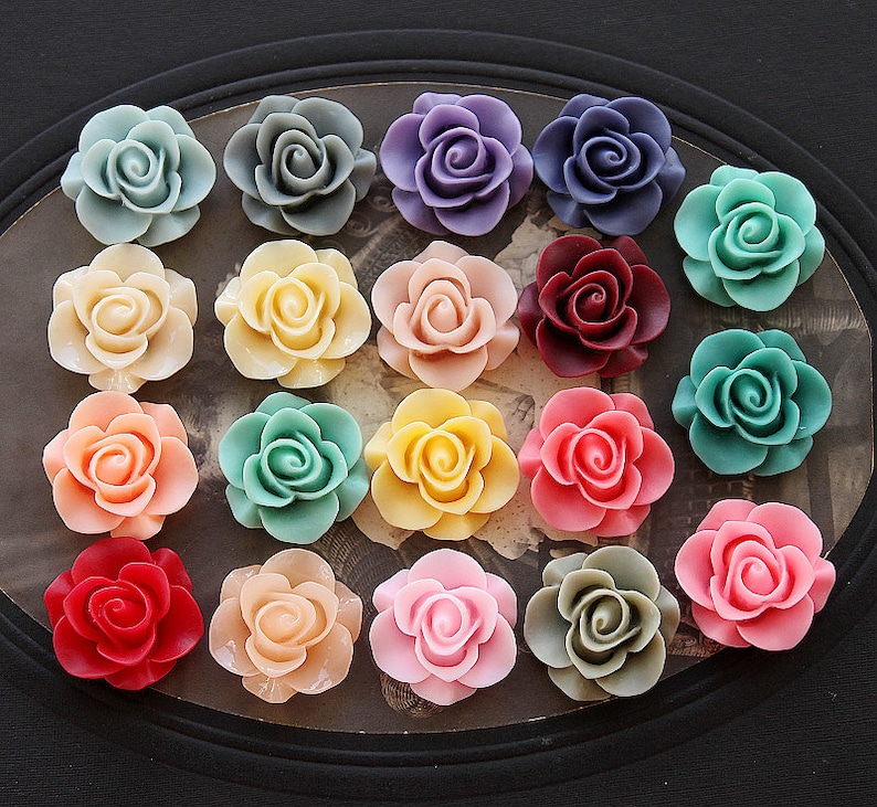 280pcs Wholesale Beautiful Mix Colorful Rose Flower Resin Etsy