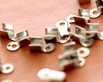 200pcs Nickel Free - 9x4mm Dark silver Plated Fasteners Clasps / Thread Ends of Clip with Loop -( JUR-317 )