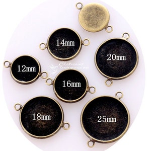 12mm.14mm.16mm.18mm. 20mm Antique Bronze/Silver Plated Brass Cabochon  Base frame Base Connectors Setting (SETHY)