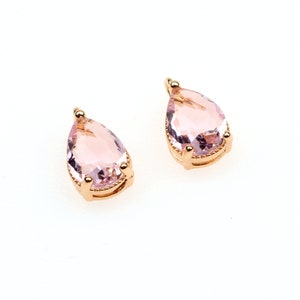 10pcs CZ pave Gold Teardrop Charms Real Gold Plated Brass Drop Pendants Tiny Mini Zircon Pendant Teardrop Birthstone Charm 7x11mm (CZM-A-10)