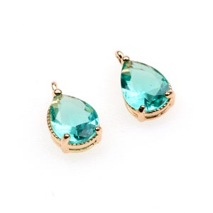 10pcs CZ pave Gold Teardrop Charms Real Gold Plated Brass Drop Pendants Tiny Mini Zircon Pendant Teardrop Birthstone Charm 7x11mm (CZM-A-9)