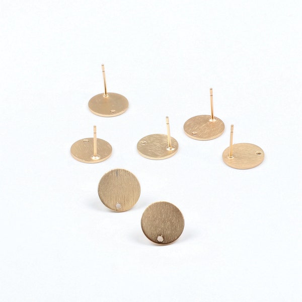 Matt Gold Planted Earring,Earring Stud,Post Earring With  round Shape Connector Earrings Charm,Earring Findings,Steel Ear Stud (EAR-154)