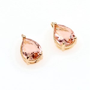 10pcs CZ pave Gold Teardrop Charms Real Gold Plated Brass Drop Pendants Tiny Mini Zircon Pendant Teardrop Birthstone Charm 7x11mm (CZM-A-6)