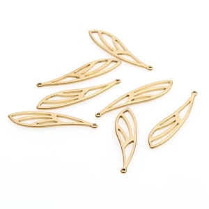 Brass Wing Charms, Raw Brass Earrings Finding,Raw Brass  Pendant,Geometry Shaped Earrings Brass Charm,Jewelry Supplies,28.5x7mm-RB1671