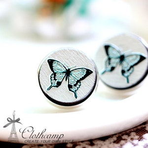 20% off -NEW Unique 3D Embossed Butterfly 16mm Round Handmade Wood Cut Cabochon to make Rings, Earrings,  Necklaces, Bracelets-(WG-227)