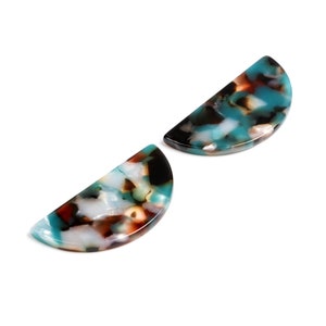 Tortoise Shell Earring Charms,Acetate Acrylic Semicircle Connectors,Half Circle Discs,1 Hole,Semi-Circle Earring Parts,18x37mm,A232-ACE238G