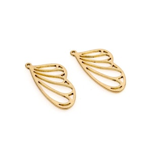 Brass Wing Charms, Raw Brass Earrings Finding,Raw Brass  Pendant,Geometry Shaped Earrings Brass Charm,Jewelry Supplies,26x12mm-RB1674