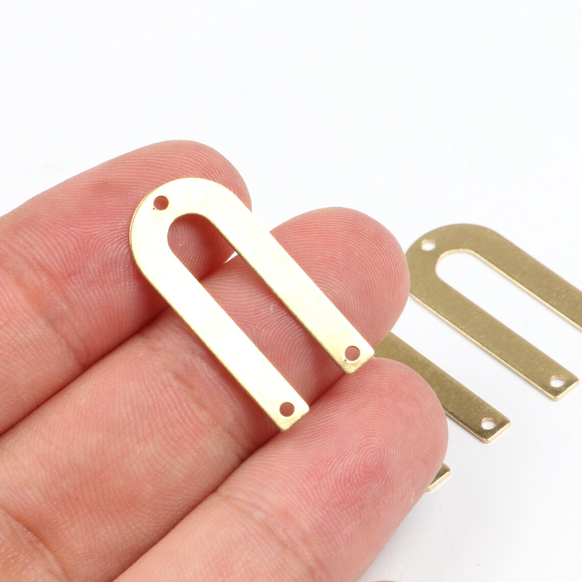 Brass Geometry Charmsearring Findings U Shape Pendantraw Etsy