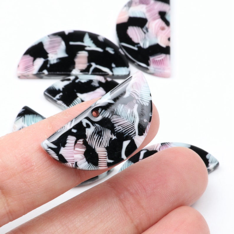 Tortoise Shell Beads,Acetate Acrylic Earring Charms,Half Round Shaped Pendant,Semicircle Pendant,1 Hole,Earring Parts,15x30mm,A344-ACE278C