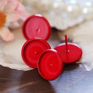 8mm.10mm.12mm.14mm.16mm Colored Enameled brass blank setting Post Earring With 12mm Round Pad  NICKEL FREE (EAR-68-8)