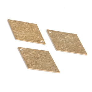 Rohe Messing Rhombus Strukturierte Charms, Rhombus Förmigen Stecker mit 1 Löcher, Anhänger Zubehör, Fit für DIY Halskette, Ohrringe, 15x21mm-RB1179
