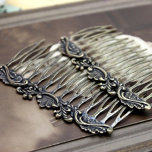 Wholesale Antique Brass Filigree hair comb Setting NICKEL FREE(COMBSS -3)