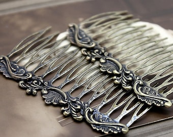 Wholesale Antique Brass Filigree hair comb Setting NICKEL FREE(COMBSS -3)