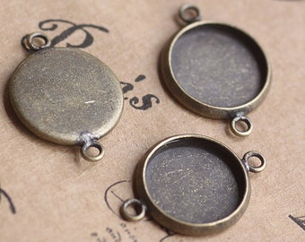 10Pcs 16mm    Antique Bronze Plated Brass Cabochon  Base frame Base Connectors Setting (SETHY-143)