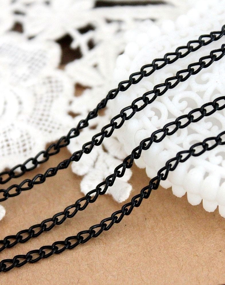 6.6 Feet Chain Enamel Black Link Curb Chains Perfect for | Etsy