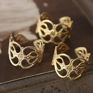 10PCS Adjustable  Raw Brass Rings jewelry  filigree ring (RINGSS-2R)