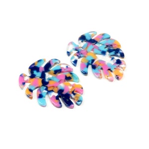 Tortoise Shell Acetate Acrylic Earring Charms,Monstera Leaf Shaped Pendant,Earring Parts,46x38mm,Earring finding,Earring Blanks A132-ACE251M