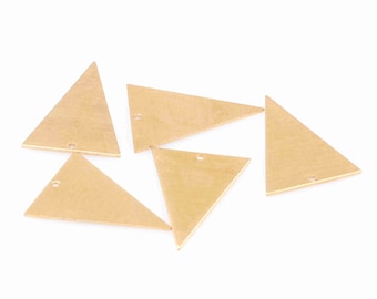 May include: Six gold-colored triangle-shaped metal charms with a hole at the top.