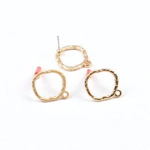 Matt Gold Planted Earring,Earring Stud,Post Earring With Geometry Shape Connector Earrings Charm,Earring Findings,Steel Ear Stud (EAR-140)