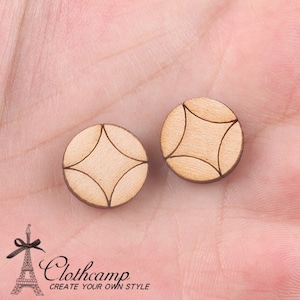 4Pcs DIY Laser Cut Wood Cute Geometric Round Charms / Pendants  (WP-C-11)