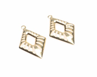 Brass Geometric Charms,Raw Brass Earrings Findings,Raw Brass Pendant,Rhombus Shaped Earrings Brass Charm,Jewelry Supplies,30X18mm-RB1524