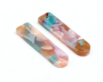 Tortoise Shell Beads,Acetate Acrylic Earrings Charms,Thin Bar Rectangle pendant,Long Strip Earring Part,Tortoise Shell Earring,A396-ACE288C