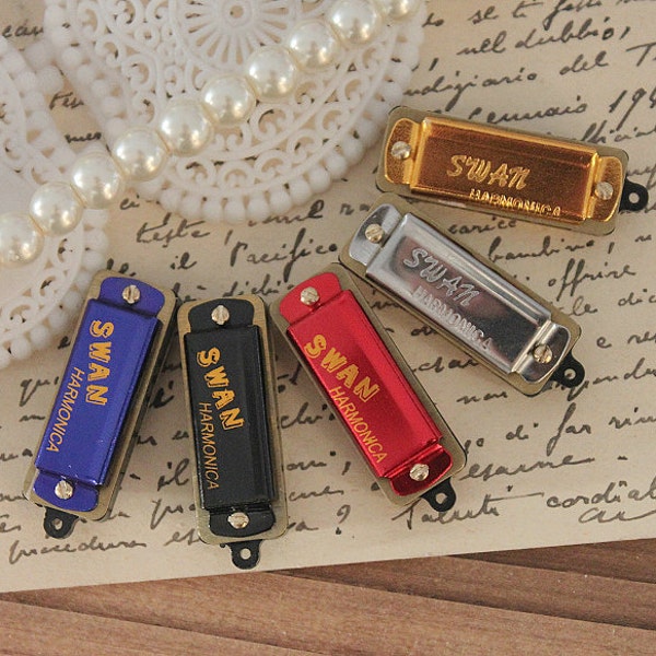 Mélange de 5 couleurs de mini pendentifs harmonica de style vintage colorés-(FILIG-GD-18)