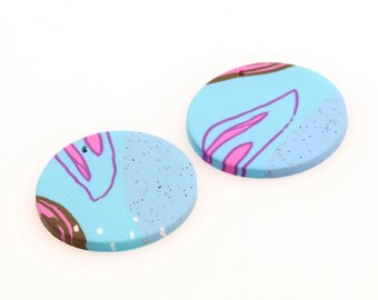 Round shaped Clay pendants,Necklace Jewelry Charms,Polymer Clay  Findings for jewelry making Earring Necklace Handmade,29.5mm,PC-238