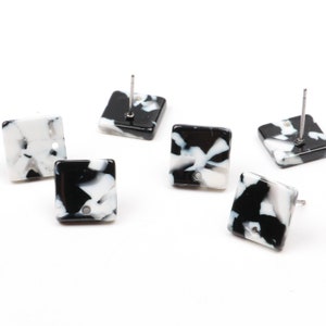 Tortoise Shell Stud Earring,Acetate Acrylic Earring,Charm Earring Blanks,Square Shaped Earring,Post Charms,Earring Connector,A57-ACE5173B EA