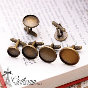 4pcs 12mm 14mm 16mm 18mm 20mm vintage Antiqued Bronze brass round Cuff Links sleeve button cuff link tray blank setting (CUL-7-11)