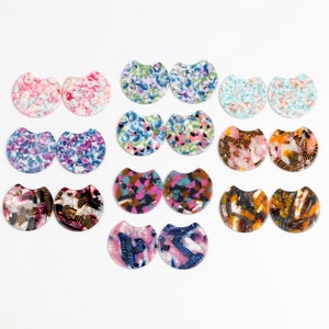 Tortoise Shell Earring Charms,Acetate Acrylic Beads,Special Round Shaped Pendants,Circle Cutout Earrings Parts,One Hole 36mm,ACE182 HPP