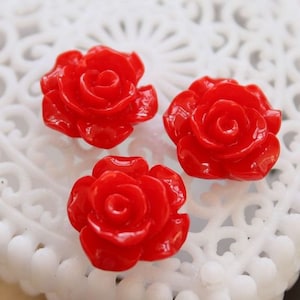 50% off -Wholesale Beautiful   Colorful Rose Flower Resin Cabochon   - -12mm(CAB-AK-26)