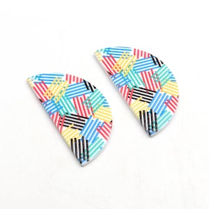 3D Printed Acrylic Beads,Acrylic Earring Charms,D Shaped Pendant,Acrylic Semicircle Earring Parts,Earrings Blanks ,22.5mmx45.5mm ACL-045