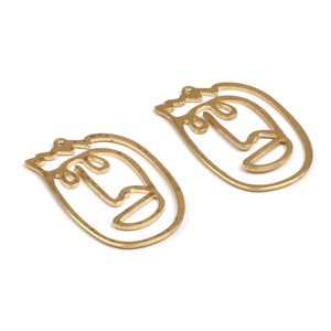 Brass Face Charms,Earring Findings, Clown Shape Pendant,Blanks With 1 Hole Earrings,Fit For DIY Necklace,Jewelry Pendants,34.5x21.5mm-RB1301