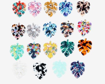 Schildpatt Acetat Acryl Ohrring Charms, BIG Monstera Blatt förmige Anhänger, Ohrring Teile, 50mmx40mm, Zubehör, ACE216 HPP