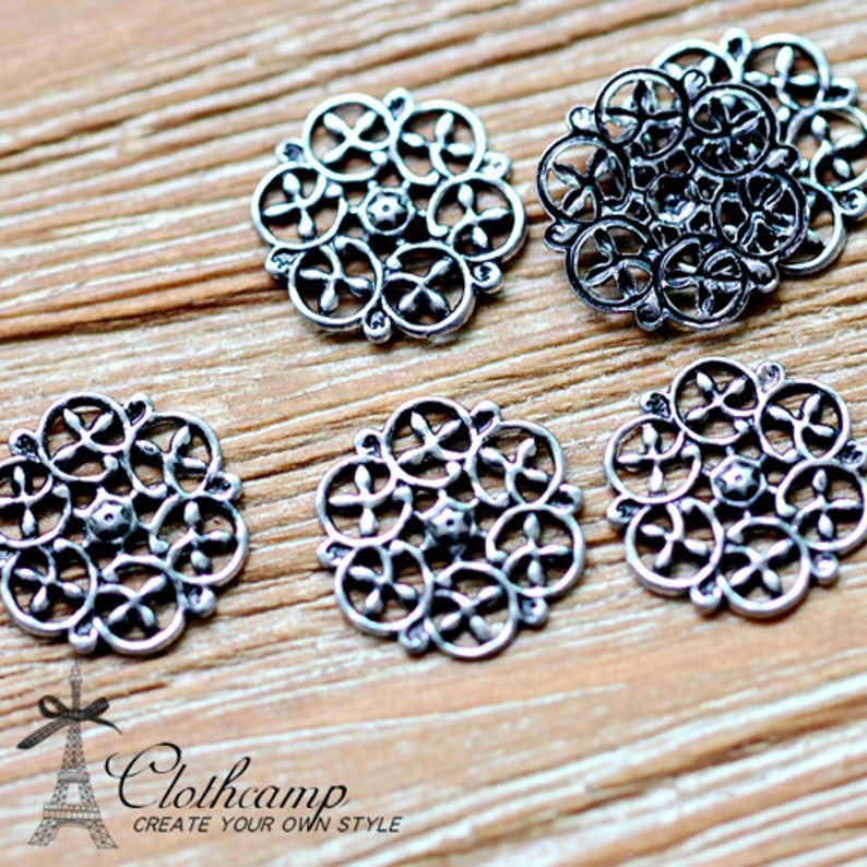 Antiqued Silver plated RAW brass Filigree Jewelry Connectors Etsy
