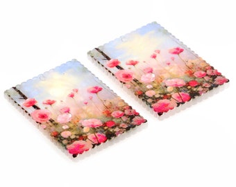 Flowers Acrylic Beads,Acrylic Earring Charms,Rectangle Shaped Pendant,Acrylic Earring Parts,Earrings Blanks ,36mmx24.5mm,ACL-353