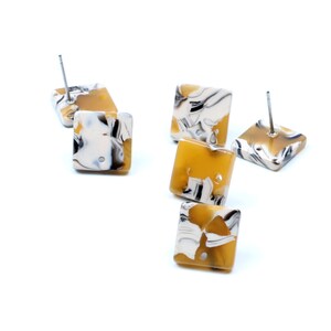 Tortoise Shell Stud Earrings,Acetate Acrylic Earring,Charm Earring Blank,Square Shaped Earring,Post Charm,Earring Connector,A158-ACE5173G EA