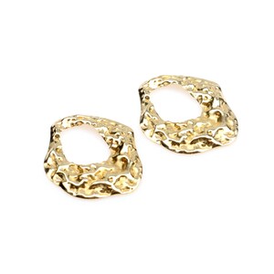 Messing Geometrie Charms, gehämmert Rohmessing Ohrring Zubehör, strukturierte Anhänger, Fit für DIY Halskette, 35mmx30mm,Schmuckzubehör-RB1551