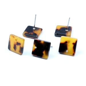 Tortoise Shell Stud Earrings,Acetate Acrylic Earring,Charm Earring Blank,Square Shaped Earring,Post Charm,Earring Connector,A06-ACE5173H EA