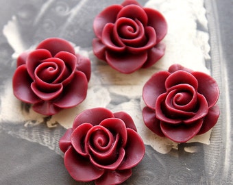 10pcs Wholesale Beautiful  Colorful Rose Flower Resin Cabochon   --20mm(CAB-S-8)