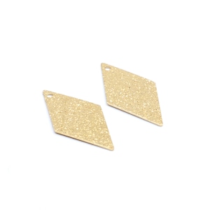 Messing Geometrie Charms, gehämmert Rohmessing Ohrring Zubehör, texturierte Diamant Anhänger, Fit für DIY Halskette, 25mmx13mm, Schmuck Zubehör-RB1493