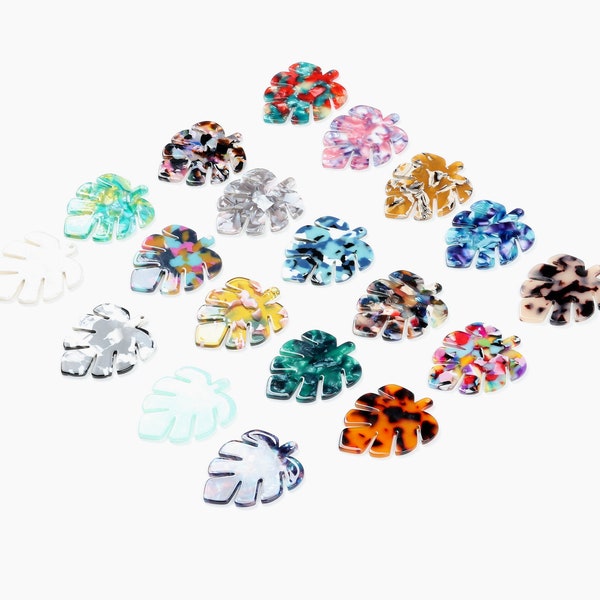 Tortoise Shell Acetate Acrylic Earring Charms,BIG Monstera Leaf Shaped Pendant,Earring Parts,50mmx40mm,Earrings findings ,ACE216 HPP