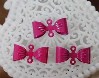 10pcs Colored Enameled Colorful Bow Charm Pendant Connector (FILIG-E-3-5)