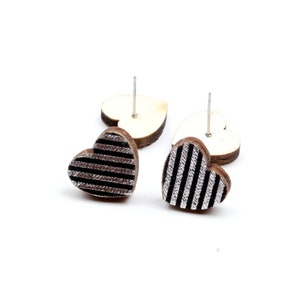 16x14.5mm Colorful Heart Earring Stud,Wood Earring Post to make Earrings,316 Surgical Stainless Steel,Jewelry Craft Supplies,EAR-338