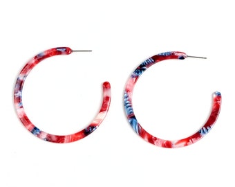 Large Tortoise Shell Earring,Acetate Acrylic Post Earring,Big C Shaped Earring.Geometric Hoop Earring,Crescent Earring,54mm A208-ACE5015p EA