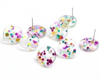Acrylic Stud Earrings,Acrylic Resin Earring Stud,Coin Shaped Connector Earring,Round Circle Studs,Post Earrings Supplies,15MM,A391-ACE5186EA